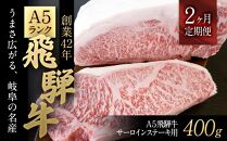 【2ヶ月定期便】A５飛騨牛サーロインステーキ用400g