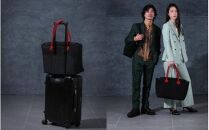 ウェットスーツ素材のビジネスバッグ(ハンドル赤、インナー赤)