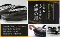 【光映工芸】京都発！特許高蒔絵技法による伝統工芸品 和装着物用草履〈京金彩〉≪更紗柄 黒≫ LL寸(25cm~25.5cm)［ 京都 老舗 履物 高級 人気 おすすめ 金彩友禅 京金彩 和装 お取り寄せ 通販 送料無料 ふるさと納税 ］