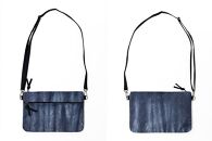 【伊と幸】《白生地の老舗が贈る》正絹染めサコッシュ（絞り染め・鉄紺）