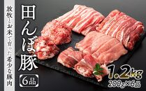 田んぼ豚200g×6品セット1.2kg（放牧とお米で育った希少な豚肉）