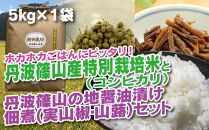 丹波篠山の地醤油漬、佃煮セット　特別栽培米5kgと実山椒・山蕗