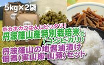 丹波篠山の地醤油漬、佃煮セット　特別栽培米5kg×２と実山椒・山蕗