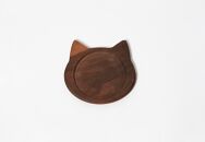 ネココースター（2枚セット/ウォールナット）&nbsp;木製コースター