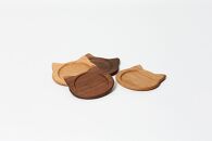 ネココースター（2枚セット/ウォールナット）&nbsp;木製コースター