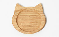 ネココースター（2枚セット/ブラウンオーク）&nbsp;木製コースター