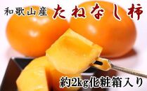◆先行予約◆【秋の味覚】和歌山産のたねなし柿2L～4Lサイズ約2kg（化粧箱入り）