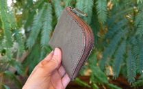 屋久鹿レザーの島財布 グリーン