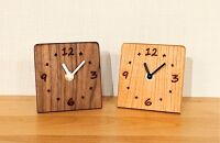 置き時計 木の時計 アナログ コンパクト 卓上 雑貨 置時計 2個セット