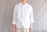 スタンドカラー オーガニックコットンダブルガーゼ・ユニセックスシャツ　Lサイズ／白