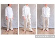 襟付き オーガニックコットン100％ダブルガーゼ・ユニセックスシャツ　Mサイズ／白
