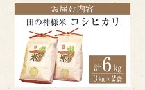 【復興支援】田の神様米 ( コシヒカリ ) 3kg×2袋