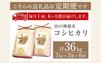 【復興支援】【定期便】田の神様米(コシヒカリ)3kg×2袋×6ヶ月