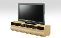 波型前板のオーシャン150センチ幅テレビボード（ナチュラル）