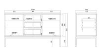 大川家具 ブローディ120リビングボード ステンレス脚 天然木ウォールナット