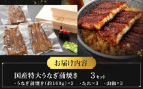 国産特大うなぎ蒲焼き（うな丼用３セット）