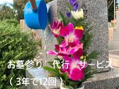 墓参り　代行（お墓のお掃除、お墓の水洗い、草抜き、供花、線香、ろうそく付き）　3年で12回