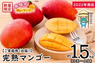 【2022年発送】＜訳あり・ご家庭用＞完熟アップルマンゴー約1.5kg（白箱）3玉～6玉
