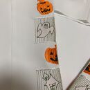 半衿　半襟　白　ハロウィン　刺繍　市松