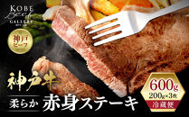 【冷蔵便】神戸牛&nbsp;柔らか赤身ステーキ　200g×3枚