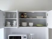 【開梱設置】食器棚 レンジ台 幅116.3cm ナポリ 鏡面ホワイト キッチンボード 幅120 家具
