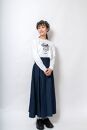 《0》レディースM　麦わらロングTシャツ　White