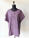 伝統織物のトップブランド塩沢紬の洋服（ブラウス）／紫色／無地模様