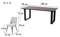 180メラミントップテーブル(木脚)とDC-5イス6脚の7点セット【2本脚／天板：ウォールナット／張地：布グレー】