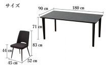 180メラミントップテーブル(木脚)とDC-5イス6脚の7点セット【4本脚／天板：クルーズ／張地：布ブラック】