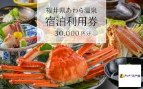 あわら温泉 宿泊利用券 30,000円分 ／ 宿泊券 旅館 チケット 観光 旅行 源泉 大浴場 露天風呂