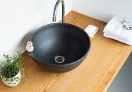 【信楽焼・明山】　仲良しふくろう丸型手洗鉢(φ30cm)　washbowl-08