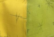夏塩沢マスク（Ｍサイズ）柄：琉球絣　黄／黄緑地深緑／黒目色