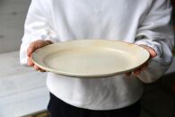 信楽焼　鉄散だ円リム皿（大）