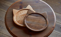 ネコプレート&nbsp;2枚セット&nbsp;（ブラウンオーク＆ウォールナット）