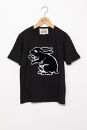 直植毛フロッキーTシャツ　ウサギ黒　(Sサイズ)