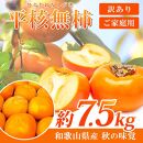 【ご家庭用】平核無柿（ひらたねなしがき）約７.５kg 和歌山秋の味覚【2024年発送】【UT32】