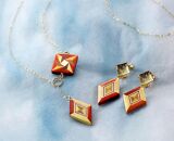 箱根寄木細工　ラリエット・チェーン・ネックレス　スクエア＆菱形アソート | 工芸品 装飾品 民芸品 木工品 寄木細工 クラフト 木製 ネックレス ひし形 天然素材 デザイン 伝統工芸 人気 おすすめ ギフト 伝統 日本製 観光 お土産 送料無料 神奈川 箱根