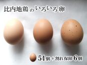 「比内地鶏のいろいろ卵54個＋割れ保障6個セット」ハピー農場