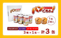 【長期保存】パンですよ　3缶セット（チョコチップ×1/レーズン×1/コーヒーナッツ×1）