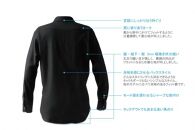 DJS-767 decollouomo メンズドレスシャツ 長袖（生地／オーヴァーチュア）モードタイプ ブラック／Mサイズ
