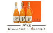 有田みかんの味皇　７２０ｍｌ×６本入