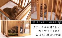 【木製ペットゲージ(中)】大川伝統工芸の組子デザイン 無垢材エリア拡張付き！ カメヤ家具工芸