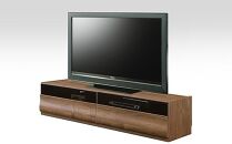 波型前板のオーシャン150センチ幅テレビボード（ブラウン）