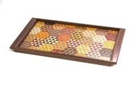 寄木袖付き長角盆　亀甲（大）| 工芸品 装飾品 民芸品 木工品 寄木細工 クラフト 木製 御盆 お盆 角盆 デザイン 伝統工芸 人気 おすすめ ギフト 伝統 日本製 観光 お土産 送料無料 神奈川 箱根