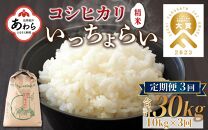 【令和6年産新米】【一等米】《定期便3回》いっちょらい 精米 10kg（計30kg）／ 福井県産 ブランド米 コシヒカリ ご飯 白米 新鮮 大賞 受賞 新米 福井県あわら産