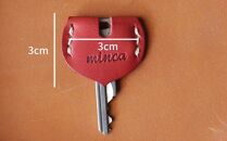 【minca】栃木レザーのキーカバー 3点セット真鍮リング付き ハンドステッチ/キーカバーハート型/キャメル,レッド,ブルー