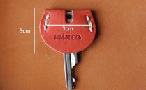 【minca】栃木レザーのキーカバー 3点セット真鍮リング付き ハンドステッチ/キーカバー丸型/キャメル,レッド,ブルー