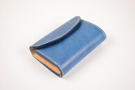 【minca】栃木レザーの三つ折り財布 ミドルサイズ ハンドステッチ滑らかな手触り/Middle wallet 01/ブルー　518