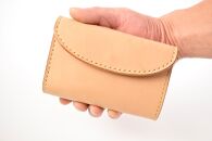 【minca】栃木レザーの三つ折り財布 ミドルサイズ ハンドステッチ滑らかな手触り/Middle wallet 01/ブルー　518