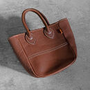 栃木レザー使用｜ソフトな手触り 本革 小さめトートバッグ｜Tote bag 03 S｜チョコ｜minca（全6色）